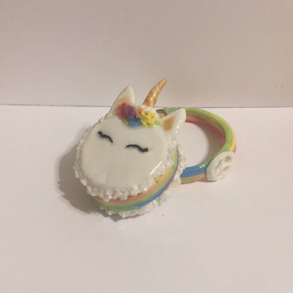 Handmade Polymer Clay Unicorn Macaron Charm